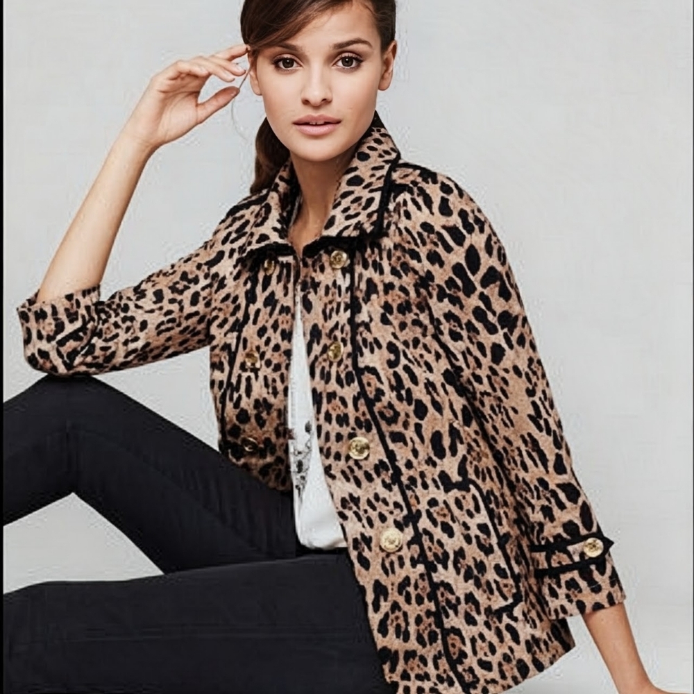 White House Black Market Leopard Print Jacket - Size 2